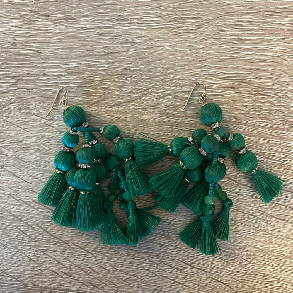Kate Spade Green Tassel Earrings “Pretty Poms”